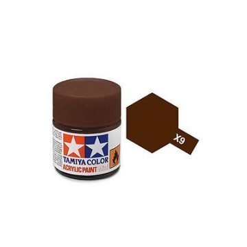 Tamiya Mini X-9 Gloss Brown Acrylic Paint 10ml Bottle - 81509