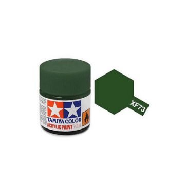 Tamiya Mini XF-73 Flat JGSDF Dark Green Acrylic Paint 10ml Bottle - 81773