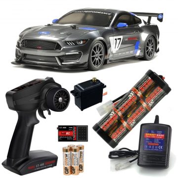 Tamiya Ford Mustang GT4 TT-02 58664 Ready to Go Bundle with Wheel Type Radio