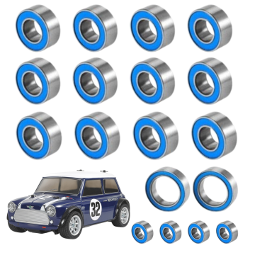 Tamiya 58747 Mini Cooper Racing MB-01/ BT-01 Upgrade Bearing Set Steel Ball Race Bearings - 18 Bearings - Hop Up Parts