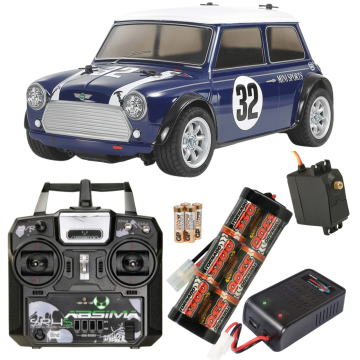 Tamiya RC 58747 Mini Cooper Racing (MB-01) Kit Ready to Go Bundle with Stick Radio