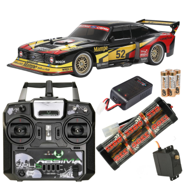 Tamiya RC 47526 1978 Ford Zakspeed Capri (TT-02) - Ready to Go Bundle with Stick Radio